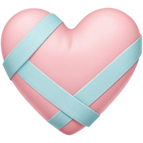 Corazón rosita pastel con una venda emoji
