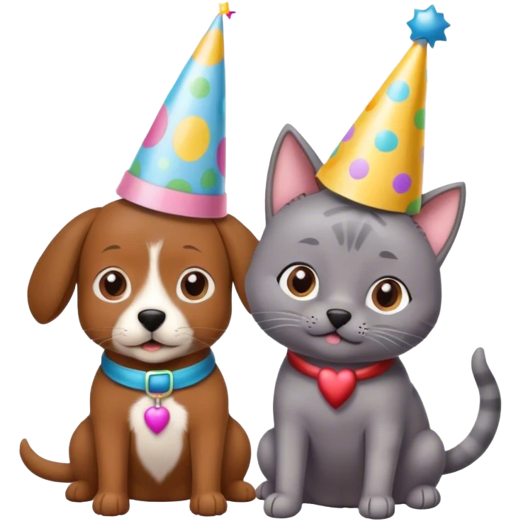Happy birthday cat and dog emoji