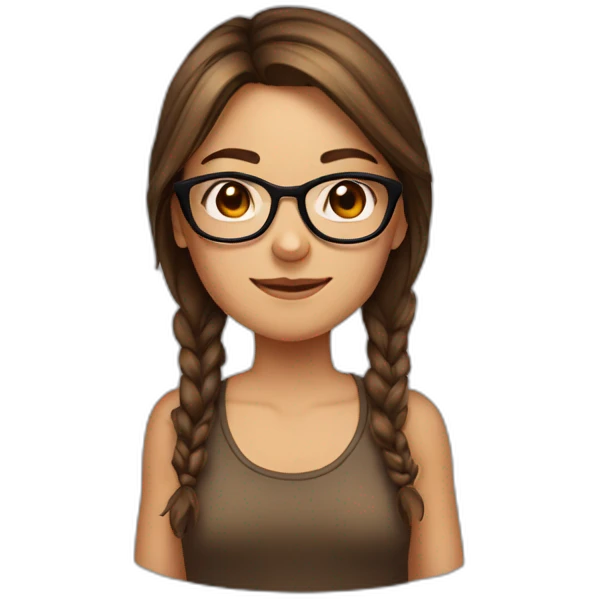 Cute girl with brown hair and glasses and tan emoji
