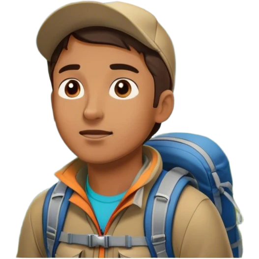 the man who want to clime moutain and sees the moutain from ground emoji
