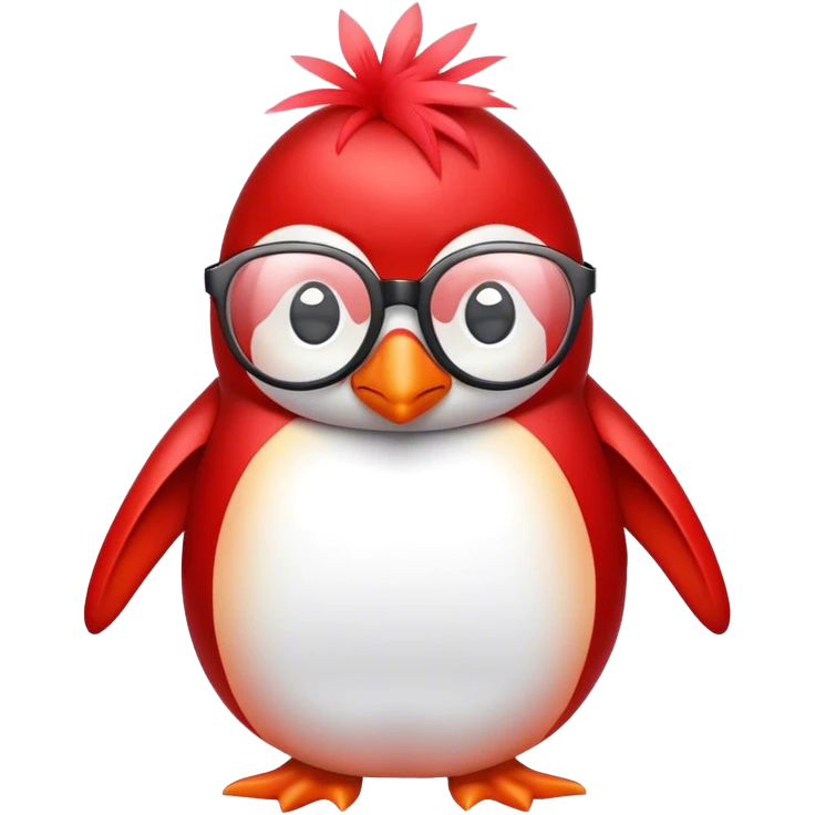 Red penguin with glasses emoji