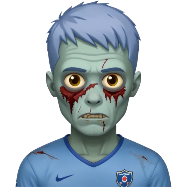 я мужчина, цвет волос пепельно синий, стрижка как у футболиста Yamal сделай меня в стиле зомби emoji