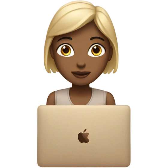 beige macbook with girl emoji