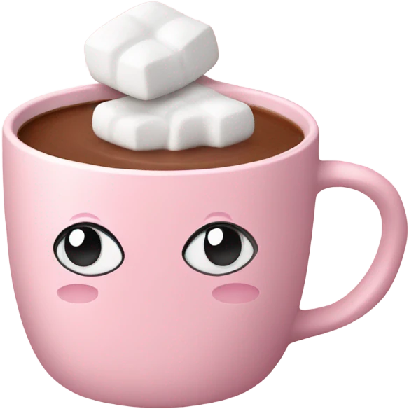 Light Pink mug of hot chocolate with marshmallows  emoji