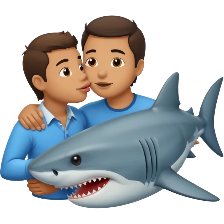 Man kissing a shark emoji