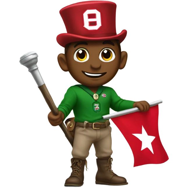 Buckeye holding Ohio state flag on top of a leprechaun  emoji
