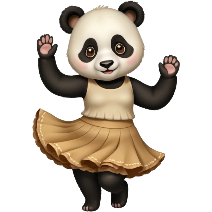 funny Panda with skirt dancing emoji