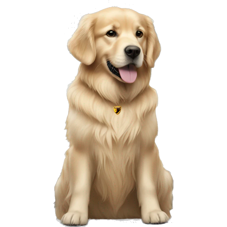 Golden retriever in front of Porsche 911 emoji
