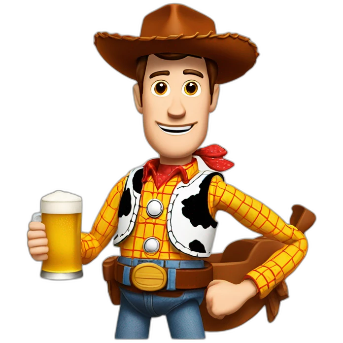 woody toy story holding a beer emoji