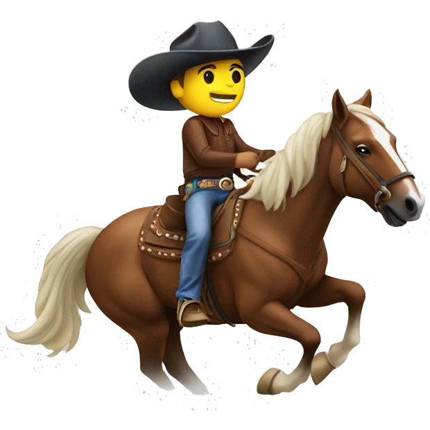 A cowboy riding a horse in a rodeo emoji