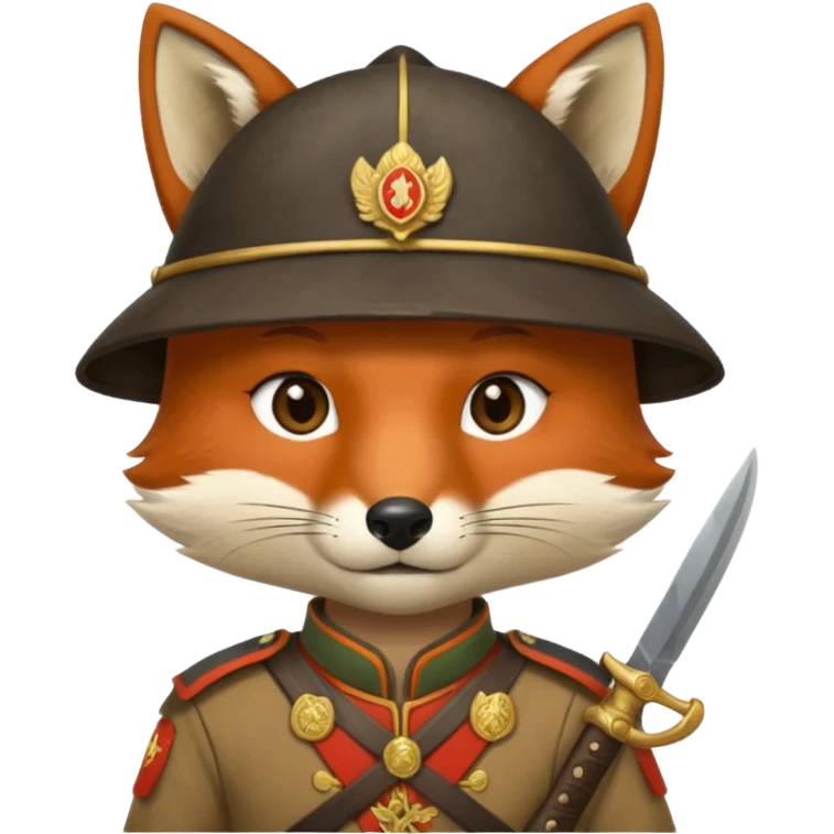 fox face, mogolian ancient army with small knife emoji