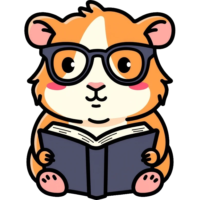 studious guinea pig with glasses reading a book emoji