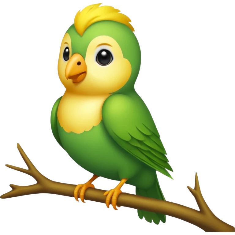 A love bird with color green and his head yellow emoji