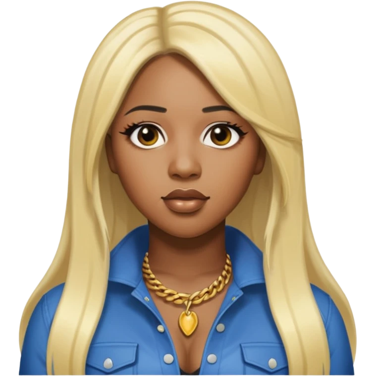 Remy Ma with black long hair with blonde highlights emoji