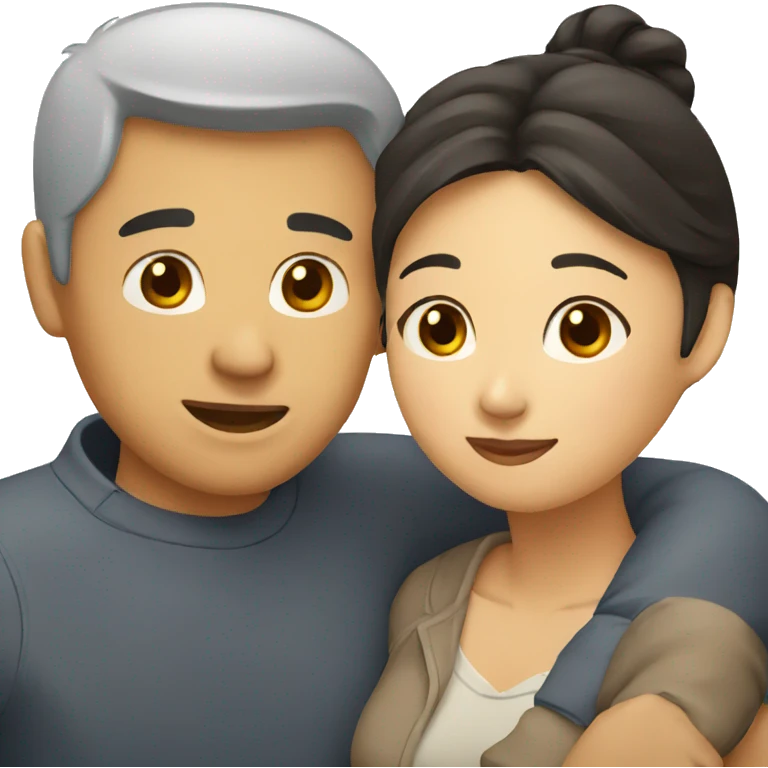 asian man and woman hugging emoji