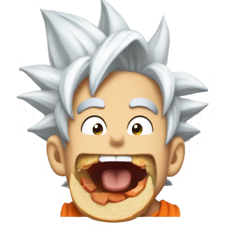 Hungry goku mouth full of food emoji