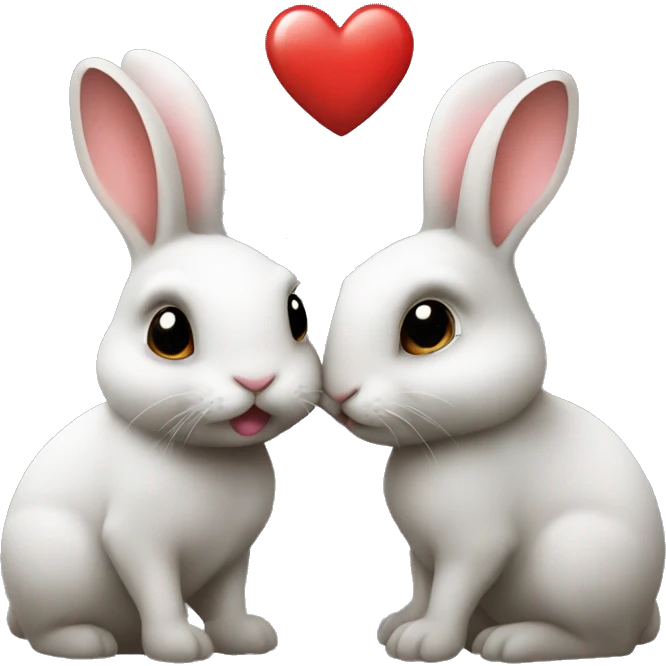 Rabbit kiss with a heart emoji