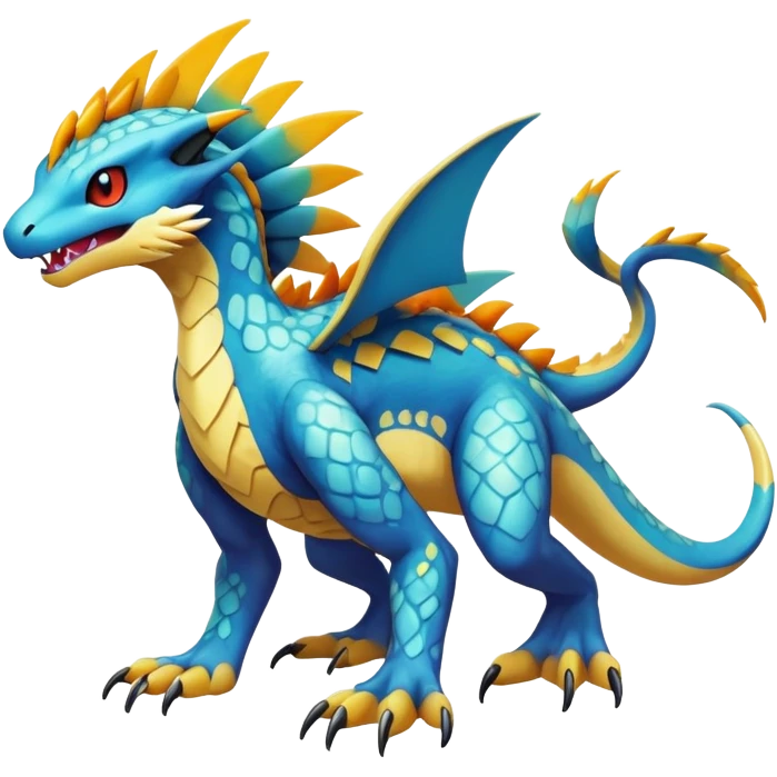 cool exotic fantasy-creature-Fakémon-Pokémon, full body, with random markings  emoji
