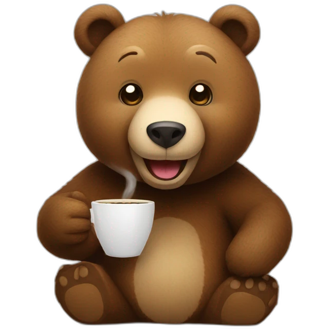 Happy Bear sipping coffee emoji