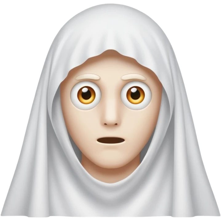 Guy with white sheet over his head impersonating a ghost  emoji