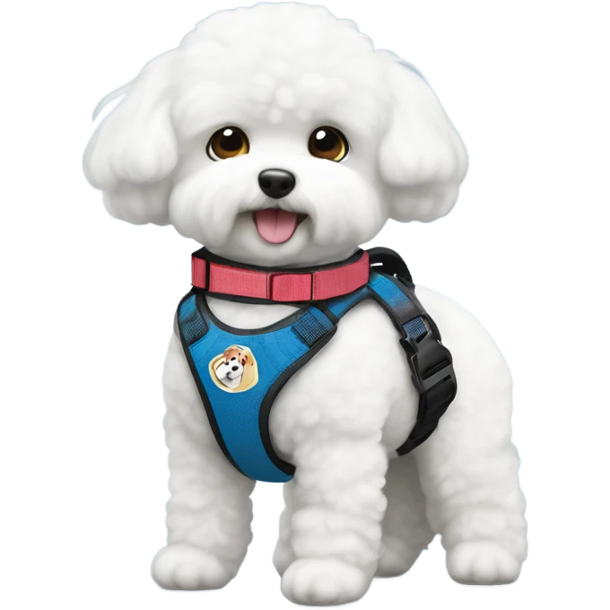 A cute Bichon service dog wearing a service dog harness emoji