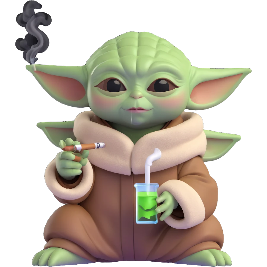baby yoda smoking a bong, cannabis emoji
