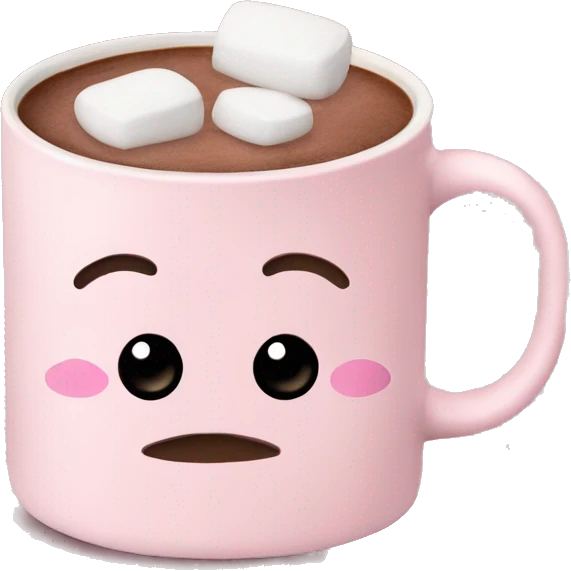 Light Pink mug of hot chocolate with marshmallows  emoji