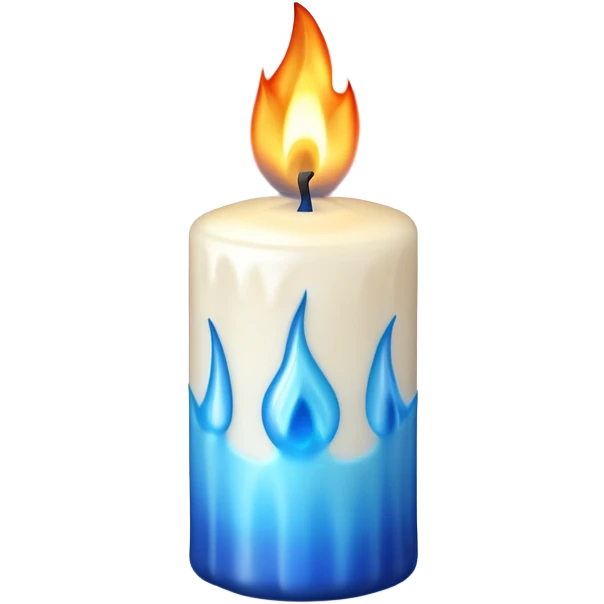 3d candle with blue flame fire on top of it emoji