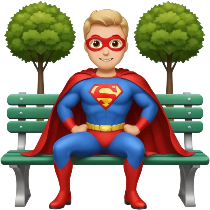 superhero relaxing on a park bench emoji