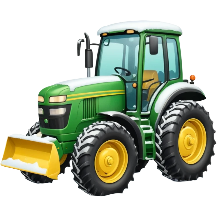 Big Green tractor with yellow blade pushing snow emoji