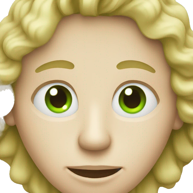 white man with green eyes and red mouth working MacBook emoji