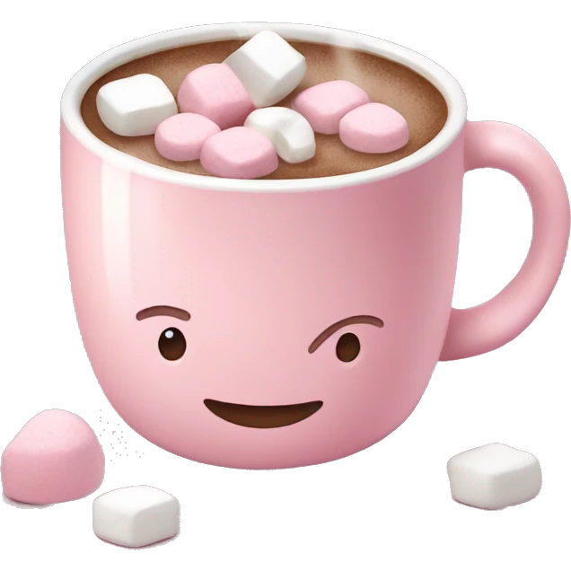 Light Pink mug of hot chocolate with marshmallows  emoji