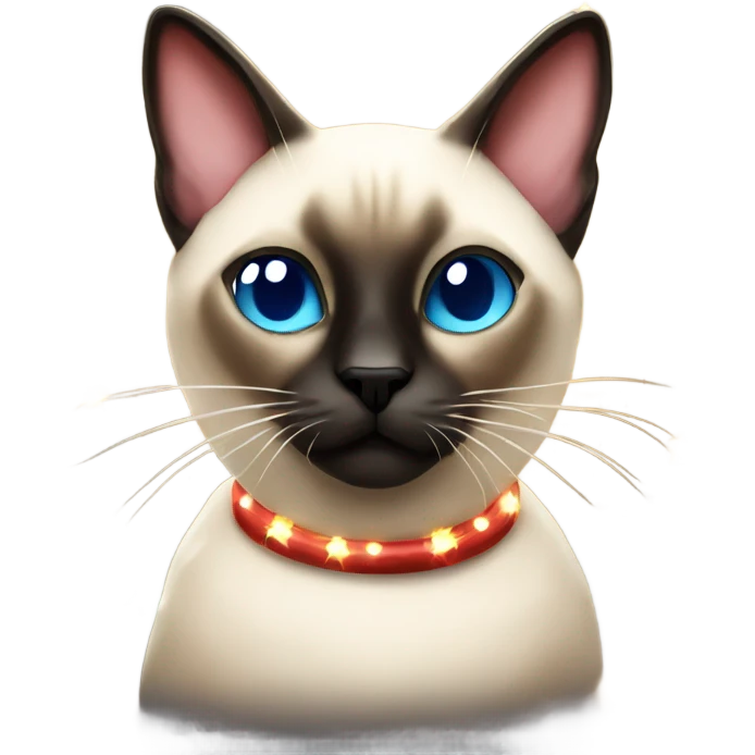 Siamese Cat with christmas lights emoji
