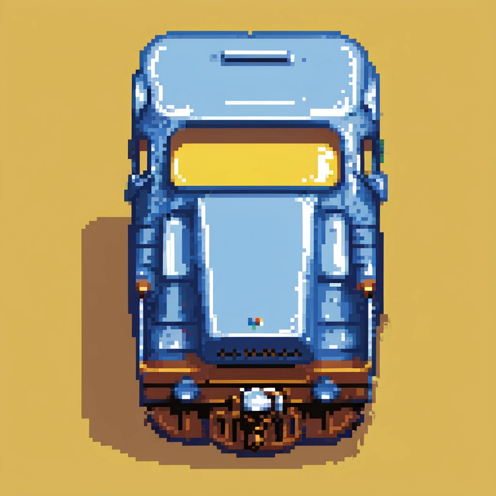 Thomas the Tank Engine, pixel art, classic blue train emoji