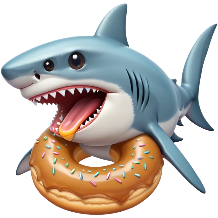 Shark eating doughut emoji