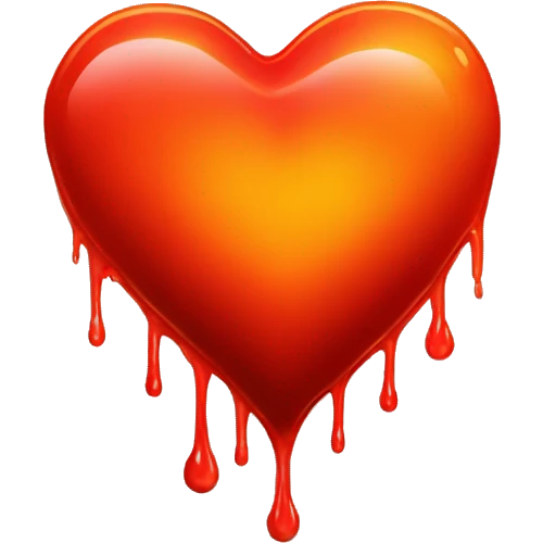 bleeding red heart shape glowing red-orange emoji