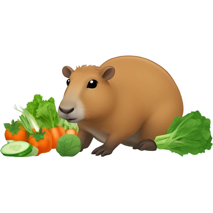 Capybara eating salad emoji