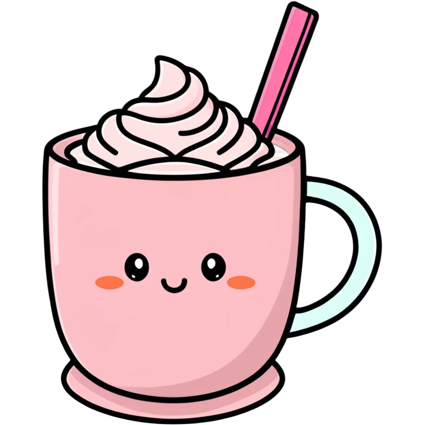 Pink hot chocolate emoji