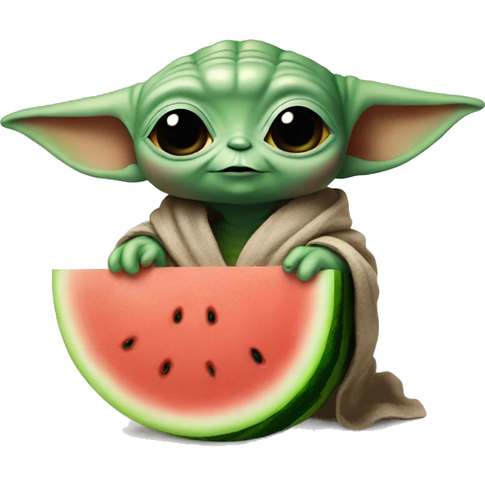 Baby yoda holding watermelon emoji