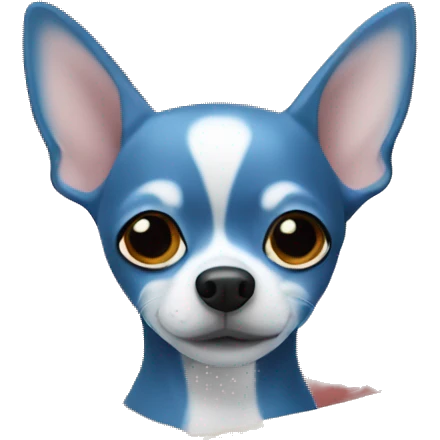 Blue chihuahua in bed with flowers emoji