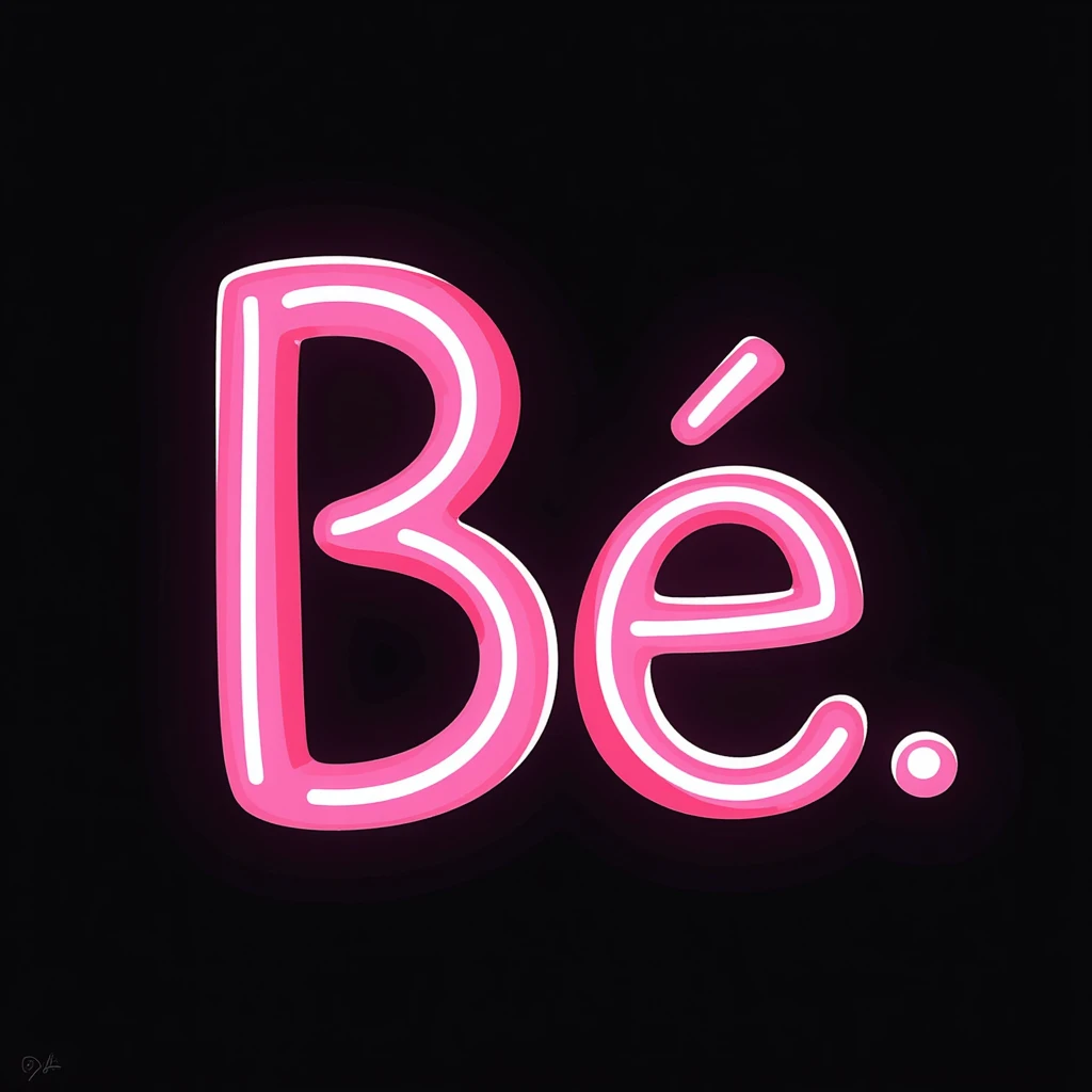 Cyrillic capital letter Б (Be) with bright neon glowing effect emoji