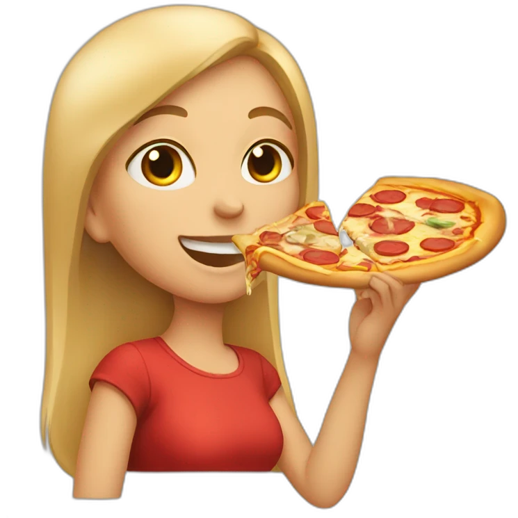 girl eating a pizza emoji