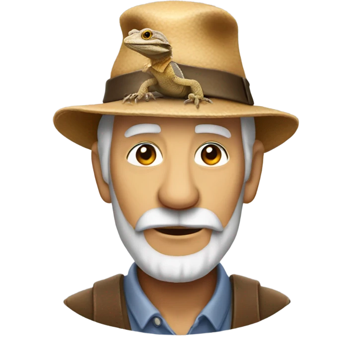 old guy with bearded dragon on his hat emoji