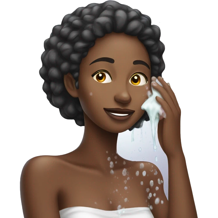 beautiful African woman washing her face with soap emoji