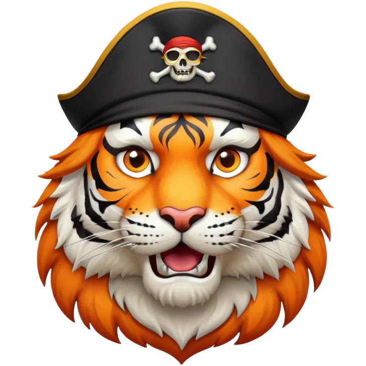 Tiger pirate captain with hat and eye patch emoji