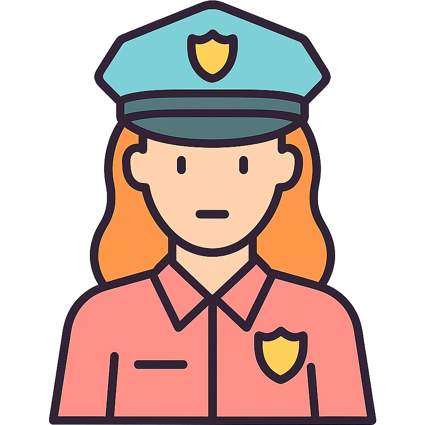 female enforcer, soft color palette, icon style emoji