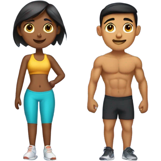 one Indian fair girl and one tanner Indian muscular boy going to the gym together emoji