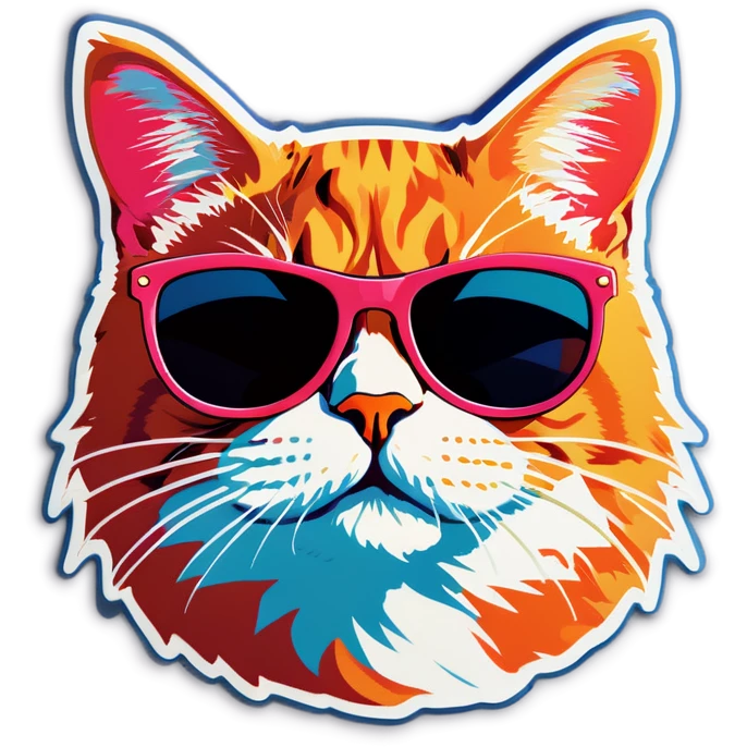Pop art cat with sunglasses  emoji