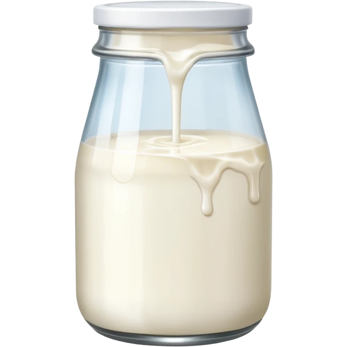 a jar of milk but the top is sticky and its dripping emoji