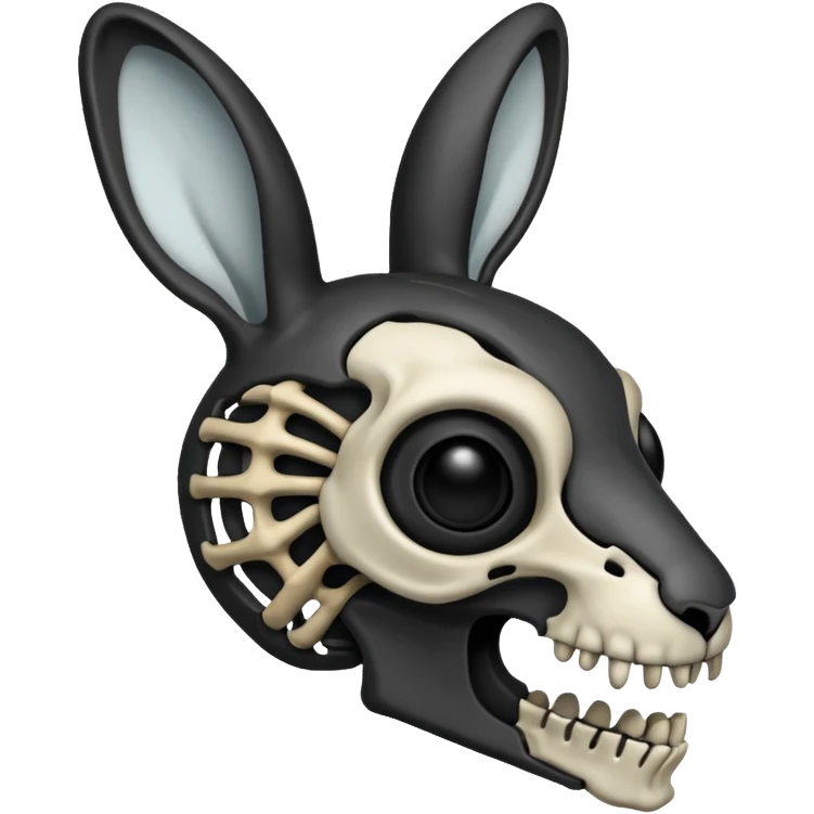 Tête de lapin squelette noire de profil avec des G à la place des yeux  emoji